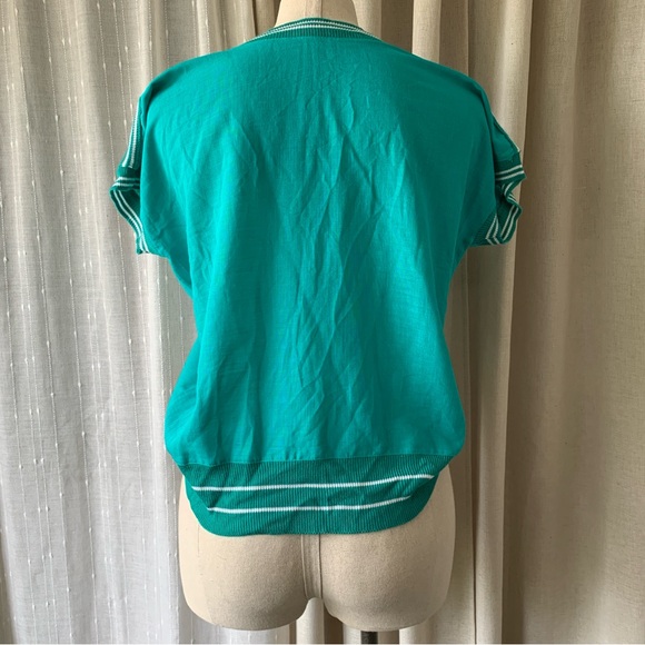 VINTAGE NO NAME BOATING TEAL EMBROIDERED TOP - Picture 4 of 6